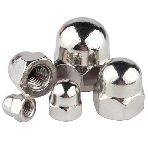 M16-2 Acorn Cap Nuts, M16 Acorn Nuts 304 Stainless Steel 18-8, Bright Finish, Full Thread,5Pcs