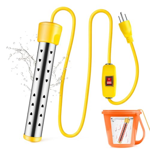 Immersion Water Heater 1500W, Portable Submersible Heater with Intelligent Temperature Control & Dry-Burn Protection, for Bathtubs, Hot Tubs, Buckets and Pool Heating