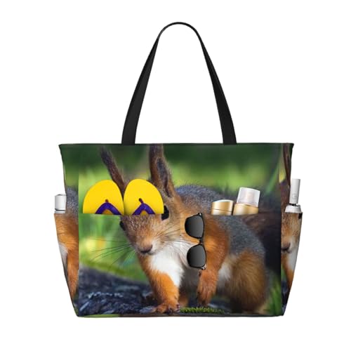 Sac fourre-tout écureuil grand sac de plage avec poignées robustes