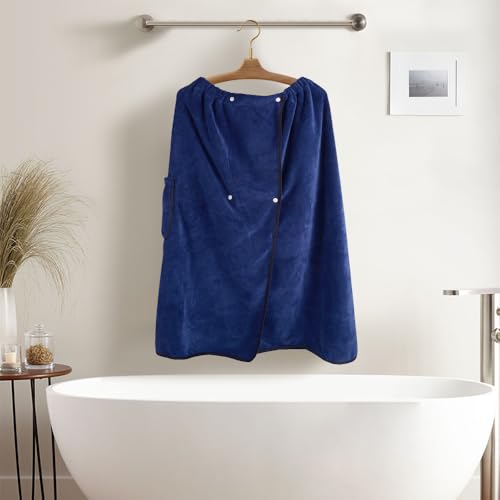 SINLAND Women's Spa Wrap Microfiber Lightweight Knee Length Bath Body Wrap Shower Towels with Adjustable Closure 32 Inch x 60 Inch Navy Blue by SINLAND - Image 7