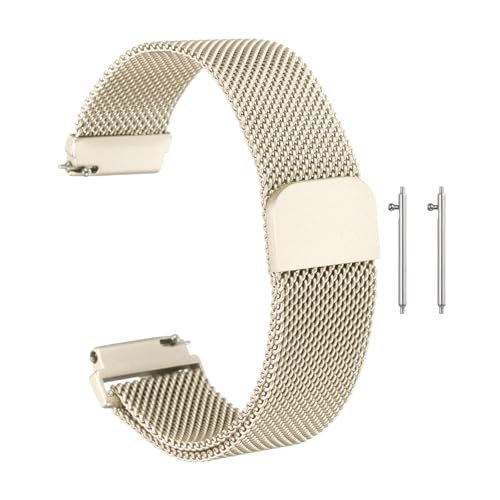 sourcing map Stainless Steel Mesh Watch Band 18mm Quick Release Metal Replacement Watch Strap with Magnetic Buckle for Men Women, Vintage Gold