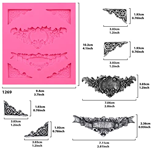 Musykrafties 6 Cavity Baroque Style Curlicues Scroll Lace Fondant Silicone Mould for Sugarcraft Cake Border Decoration - Image 2