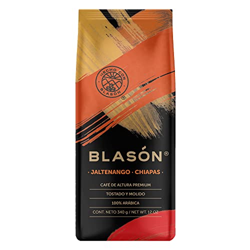 Blason Jaltenango Chiapas Ground Coffee 12 Ounces [2 Pack], Resealable Bags