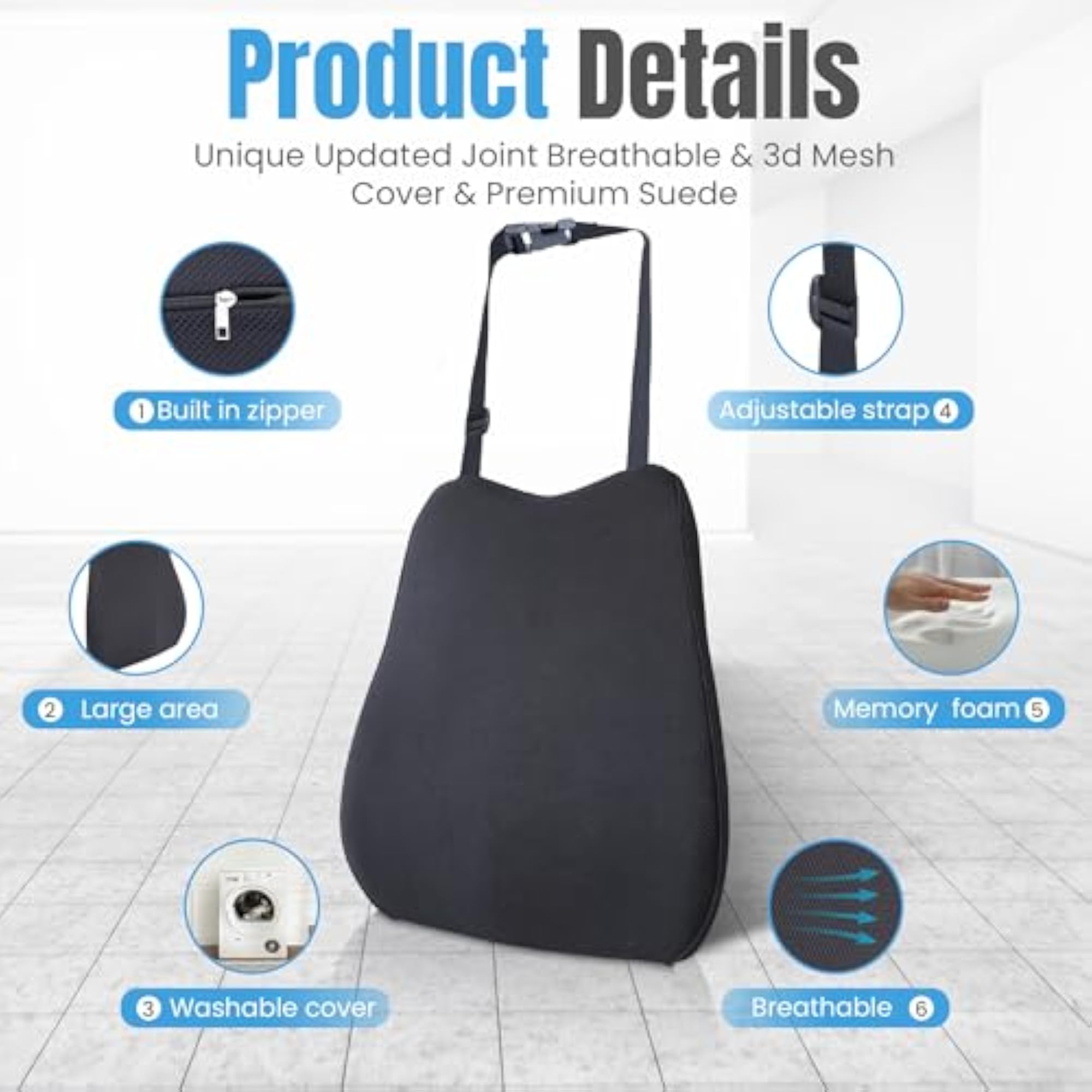Memory Foam Car Seat Back Support Cushion