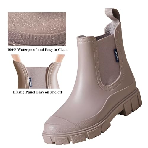 Short Rain Boots Women Waterproof Ankle Rainboots Fashion Chelsea Boots Non-Slip Garden Shoes for Outdoor Work Booties2