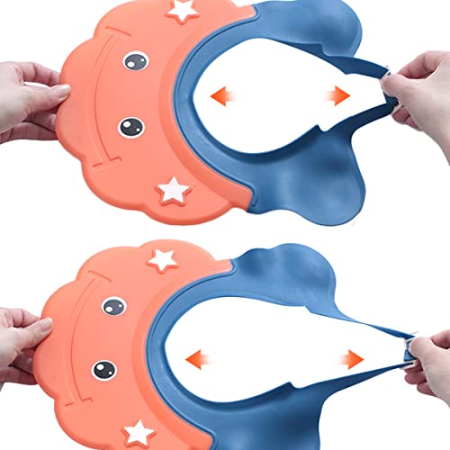 Image of 2 Pieces Baby Shower Cap Shield Toddler Bathing Hat Adjustable Shower Visor Cap Infants Bath Ears Head Protection Safe Shampoo Shower Cap Guard Soft Washing Hair Shield Hat for Kids Boys Girls 6M-6Y