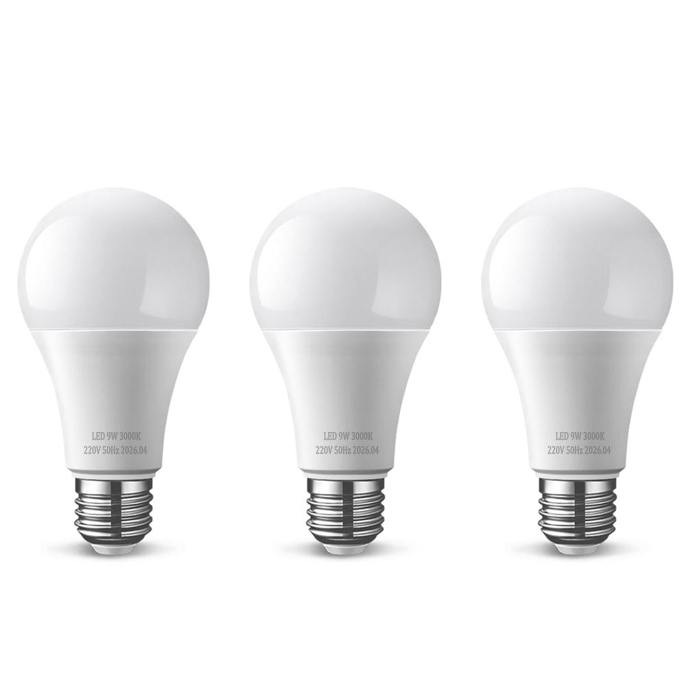 MOAVEQ E27 Screw LED Bulb 9W Warm White 3000K 800ML 60W Lightbulbs 3 Pack
