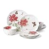 Lenox Butterfly Meadow Christmas Poinsettia 12 Piece Dinnerware Set