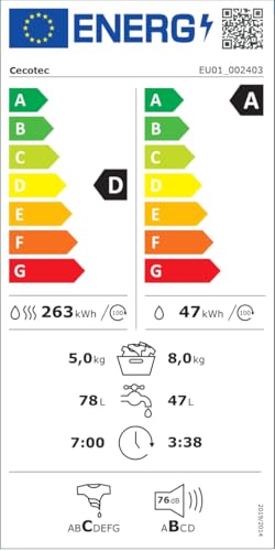 Cecotec Lavadora Secadora 8-5Kg Carga Frontal Bolero Wash&Dry 8580 Inverter Ice Blue A. 1400RPM, 16 Programas, Motor Inverter Plus, SteamMax, OnSmart, Smooth Wash, SpaCare y Goma antibacteriana - imagen 14