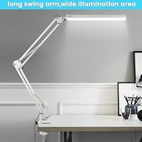 BIENSER Schreibtischlampe LED Klemmbar, 1100LM Schwenkarm Architektenlampe, Büro Tischlampe mit 3 Farb und 10 Helligkeitsstufen, Augenschutz Klemmlampe, Memory-Funktion, Inklusive 5V/2A Netzstecker – Ansicht 9