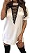YUFEIYAN Robe de t-Shirt d'été, Chemisier à Manches Courtes for Femmes Tops Sexy Deep Col Vol à Lacets Mini Robe Cadeau Surprise de la Saint-Valentin Passion pour (Color : White, Size : XL)