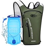Maelstrom Hydration Backpack, Hiking Backpack with 2L Water Bladder, Running Hydration Vest for Cycling Hiking Rave for Men Women (Army Green, 2L Bladder)