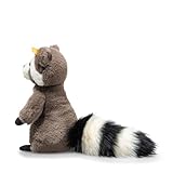 Steiff Pedro Waschbär 23cm braun/Weiss, Kuscheltier Waschbär, weiches Schmusetier, aus kuschelweichem Plüsch, Stofftier für Mädchen und Jungen, waschmaschinenfest, Hellgrau