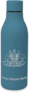 LaserGram Double Wall Stainless Steel Water Bottle, Coat of Arms Australia, Personalized Engraving Included