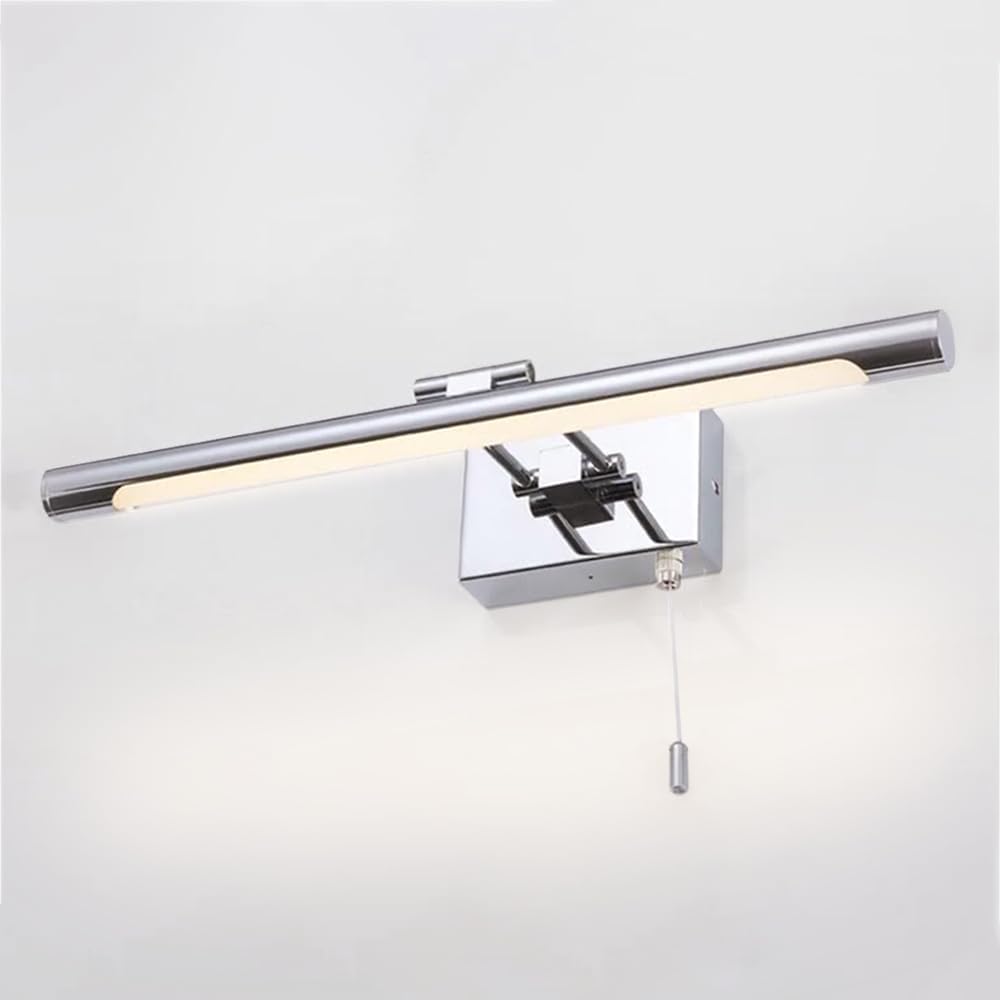 Chrome Vanity Light Bar LED Linear Bathroom Mirror Lamp Adjustable Mirror Front Lights Vanity Wall Sconce with Pull Chain Switch Mirror Cabinet Lamps Frame Picture Lighting