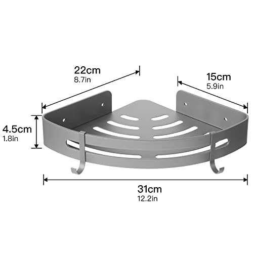 Jastt Adhesive Shower Shelf Bathroom Corner Shelf Wall Mounted Shelf Shelves Modern Small Shelf Shower Caddy High-Capacity Storage Rack In Bathroom Shelves Shampoo Holder No Drill Shower Shelf Grey #TOP2