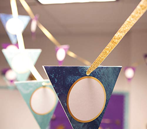 Image of Carson Dellosa 36-Piece Galaxy Pennants, Science and Space Theme Cutouts, Marble and Gold Party Decorations, Name Tags, Bulletin Board, and Classroom Decor