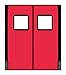 Chase Doors - 6096RD25RED - Polyethylene Swinging Door, Red; Number of Doors: 2, 5 FTW x 8 ftH