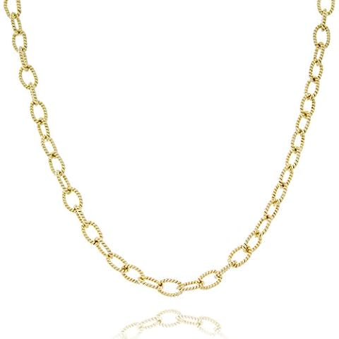 Solid Gold Twisted Link Artisan Chain Necklace Handmade in 14K Yellow Gold 4mm Wide by 18" Long | 11.5g Cover