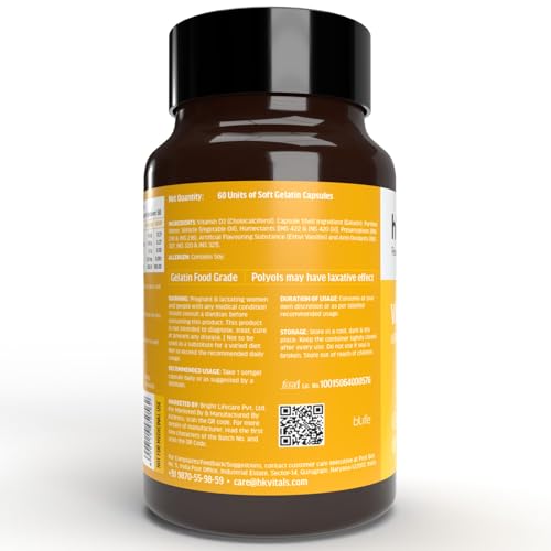 HealthKart hk vitals Vitamin D3 (600 IU) (60 Capsules) | With Sunflower Oil, Promotes Calcium Absorption | Bone Health, Muscle Strength & Immunity - Image 4
