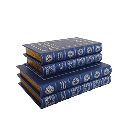 Yd Sz Yadoo Decorative Books With Blue Faux Leather Book Boxes For Decoration Display Coffee Table And Shelf Décor, Fashion Decorative Storage Boxes, Fake Décor Books (C105L+C105S, Blue) #TOP5