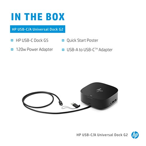 Station d'Accueil HP Universal Dock G2 1 USB 2 USB 3.0 1 HDMI 2.0 1 RJ-45 dock 5TW13AA