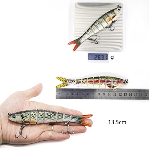 Succthrgi Fishing Plugs For Bass Trout Multi Jointed Swimbaits Slow Sinking Bionic Swimming Lures Bass Freshwater Saltwater Bass Lifelike Fishing Topwater Lures Kit 3Pcs (Size: 3Pcs) #TOP1