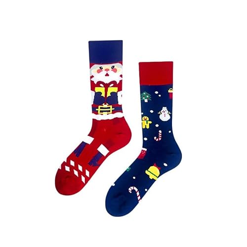 NxnChc Funny Novelty Socks with Unique Asymmetric Santa Claus Designs,Cute Personalized Socks with Playful Patterns Multi Color Options, Comfortable & Soft Gifts for Women and Men