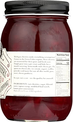 Brownwood Farms Cherry Pie Filling - 18 Oz Best Michigan Toppings - Gluten-Free - W/ Great Lakes Cherries - Chefs Baking For Pancakes Waffles - Ice Cream - Yogurt (Bfcpf 18) #TOP6