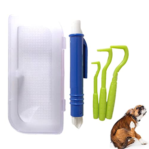 Lesunbak Tire Tique Pince A Tique Et Crochets Anti Tiques - pour Chiens Chats Chevaux Animaux Outil De Personnes Tire Tiques Retirer Différents Crochets Vert