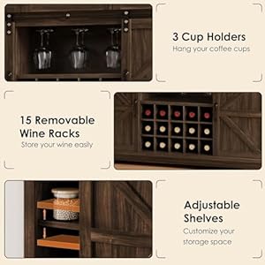 4ever2buyfarmhousecoffeebarcabinetwithstorage54barcabinetwith3drawers15winerackswinecabinetwithslidingbarndoorforlivingdiningroomkitchenbrown Urban Country Home Decor 4ever2buy farmhouse coffee bar cabinet with storage 54 bar cabinet with 3 drawers 15 wine racks wine cabinet with sliding barn door for living dining room kitchen brown urban country home decor