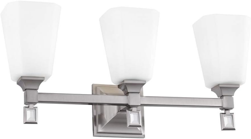 Feiss VS47003-BS Sophie Glass Wall Vanity Bath Lighting, Satin Nickel, 3-Light (22"W x 10"H) 300watts