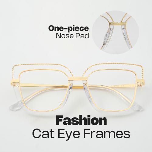 Image of Zeelool Stylish Oversize Cat Eye Glasses Frame for Women with Non-prescription Clear Ornella ZJGX370408-03 Crystal