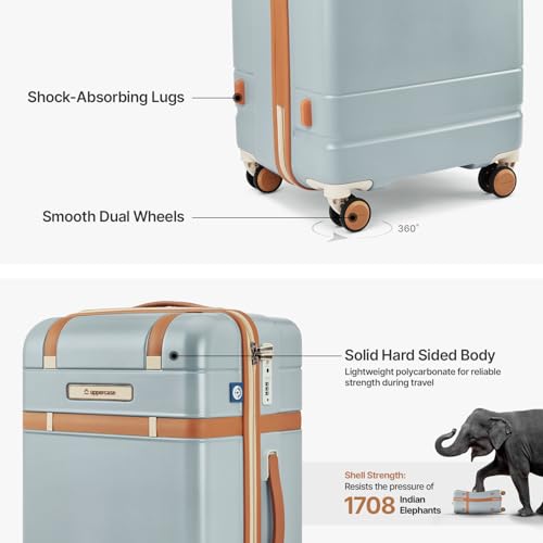 Image of uppercase Chester Medium Size Trolley Bag for Travel | 360 8 Wheels Hard Luggage with TSA Lock, Anti-Theft Zippers | Hard Sided Polycarbonate Suitcase for Both Men & Women (Grey)