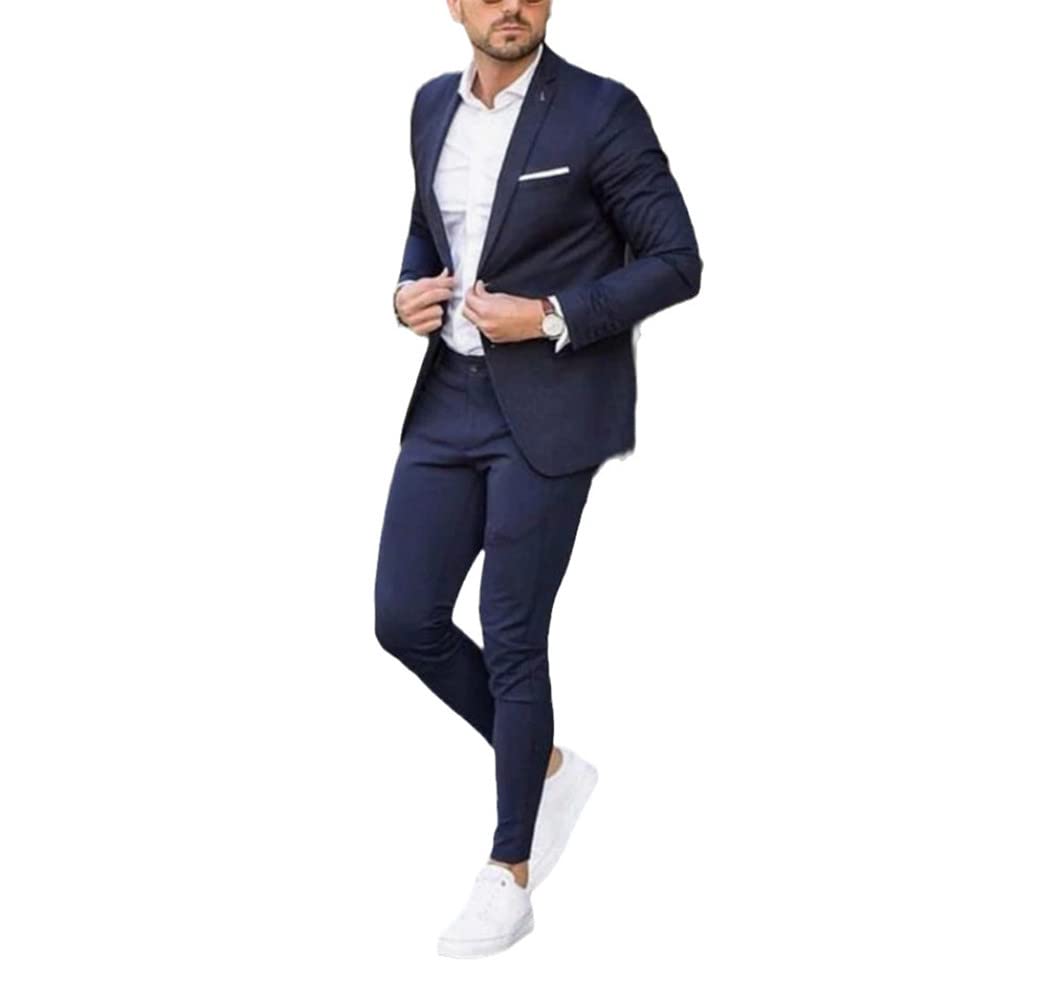 Revers à encoche sur costume 2 pièces homme pour silhouette élancée - 4