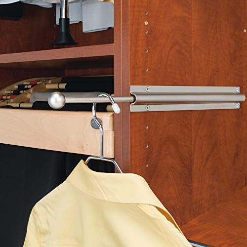 Rev-A-Shelf Cvl-12-Sn 12-Inch Extendable Heavy-Gauge Metal Closet Adjustable Valet Clothes Rod Organizer With Mounting Hardware, Satin Nickel #TOP3