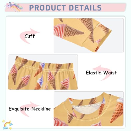 ALAZA Sweet Cones Ice Cream Pajamas Long Sleeve Sleepwear 2-Piece Pajama Set4