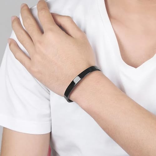 Image of MEENAZ bracelet for man Boys brother boyfriend gents / Fashion Black Kada for men / black Bracelet for Men Stainless Steel Kada for boys Kadas open Bracelets Birthday Gift valentine Anti tarnish Jewellery 527