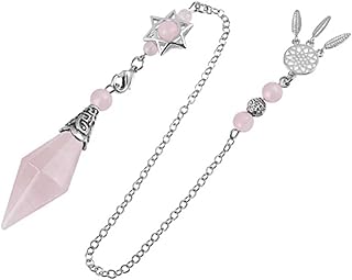 [AiO JAPAN] 【配送前浄化済み】 ペンデュラム パワーストーンクリスタル 風水 六芒星 ダウジング 振り子 占い (ピンククリスタル)