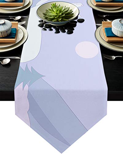 Womenfoucus 13X90In Modern Burlap Table Runner For Home Decoration, Durable Heatproof Premium Table Runner For Catering Events, Dinner Parties, Wedding, Spring Holiday - Purple Beautiful Reindeer #TOP9