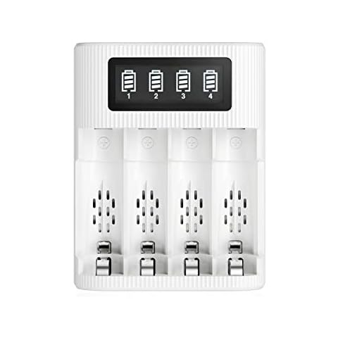 EBL LCD Battery Charger with Independent Charging Slot Cover