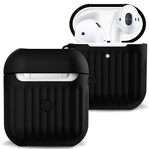 Accessories Case for AirPods, Full Protective Suitcase-Shaped Soft TPU and Hard PC Case Cover Skin Compatible with Apple (Airpods 2 Wireless Version, Black)