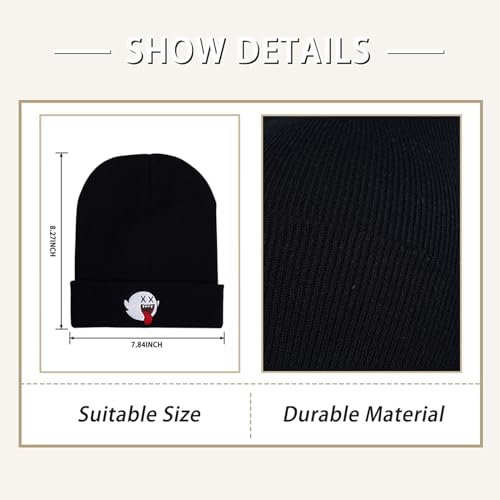 Nueasrs Funny Ghost Beanie Hats for Men and Women, Goth Cool Winter Skull Knit Hat Gift