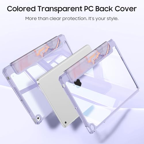 FINTIE Hybrid Case for iPad 6th/5th Gen (2018-2017) and iPad Air 2/Air 1 (2014-2013) - 9.7 Inch Shockproof Hard Shell Clear Cover with Pencil Holder, Lilac Marble - Image 3