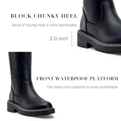 Vepose Women’s 9658 Knee High Boots Low Heel, Platform Tall Boots with Side Zipper for Ladies4