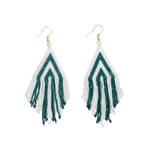 Game Day Beaded Fringe Earrings for Women