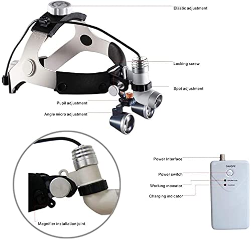 Kopfbandlupe, Digitale Handlupe Mit 12000 Lux Beleuchtung, 3 W Licht, 2,5-Facher Und 3,5-Facher Vergrößerung, Optischem Glas Für Diverse Anwendungen
