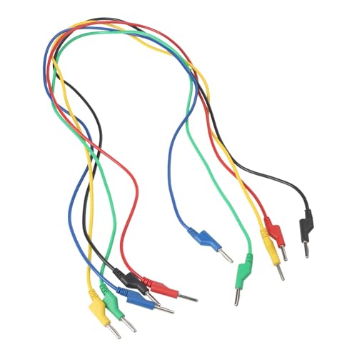 NiuLumea Cable de prueba Banana to para pinza de cocodrilo, 1 m, multímetros, paquete de 5 cables de prueba eléctricos aislados de colores con conductores de cobre
