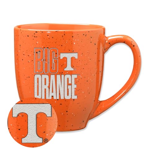 Rico Industries NCAA Tennessee Volunteers Big Orange 16 oz Team Color Laser Engraved Speckled Ceramic Coffee Mug