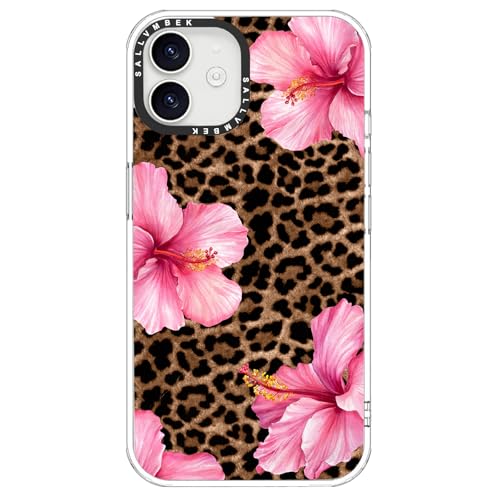 sallvmbek for iPhone 12 Case/iPhone 12 Pro Case,Compatible with MagSafe,Cute Design Leopard Print Hibiscus Pattern,Magnetic Mag Safe Protective Shockproof Clear Bumper Phone Cases for Women Girly